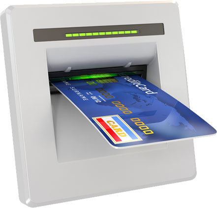 card in ATM slot